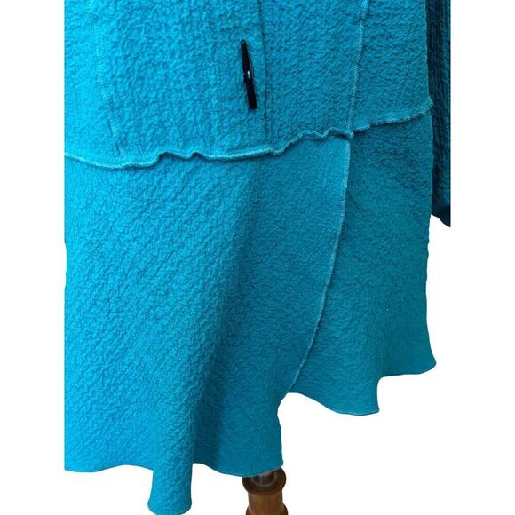 Ali Miles turquoise top, LP, artsy, art teacher, asymmetric, lagenlook, textured - Picture 5 of 7